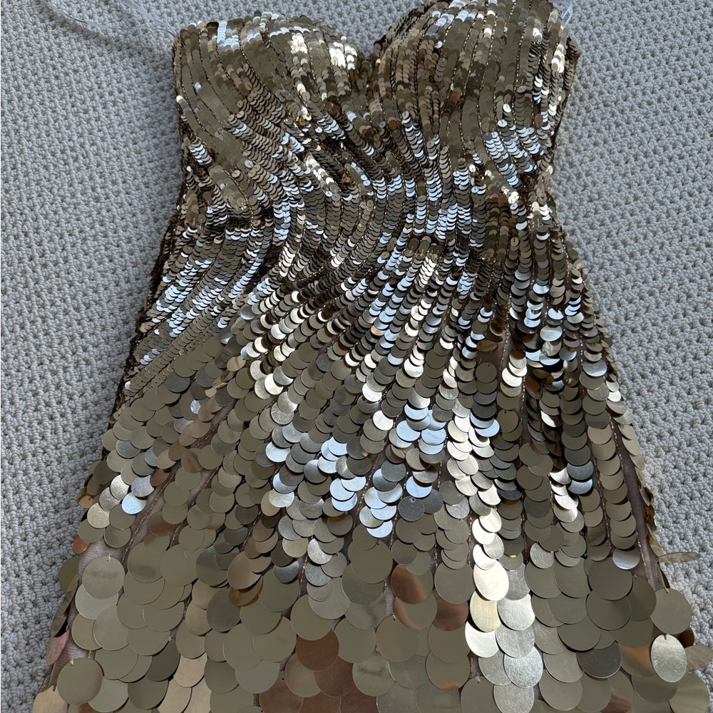 Sherri Hill Metallic Strapless Dress